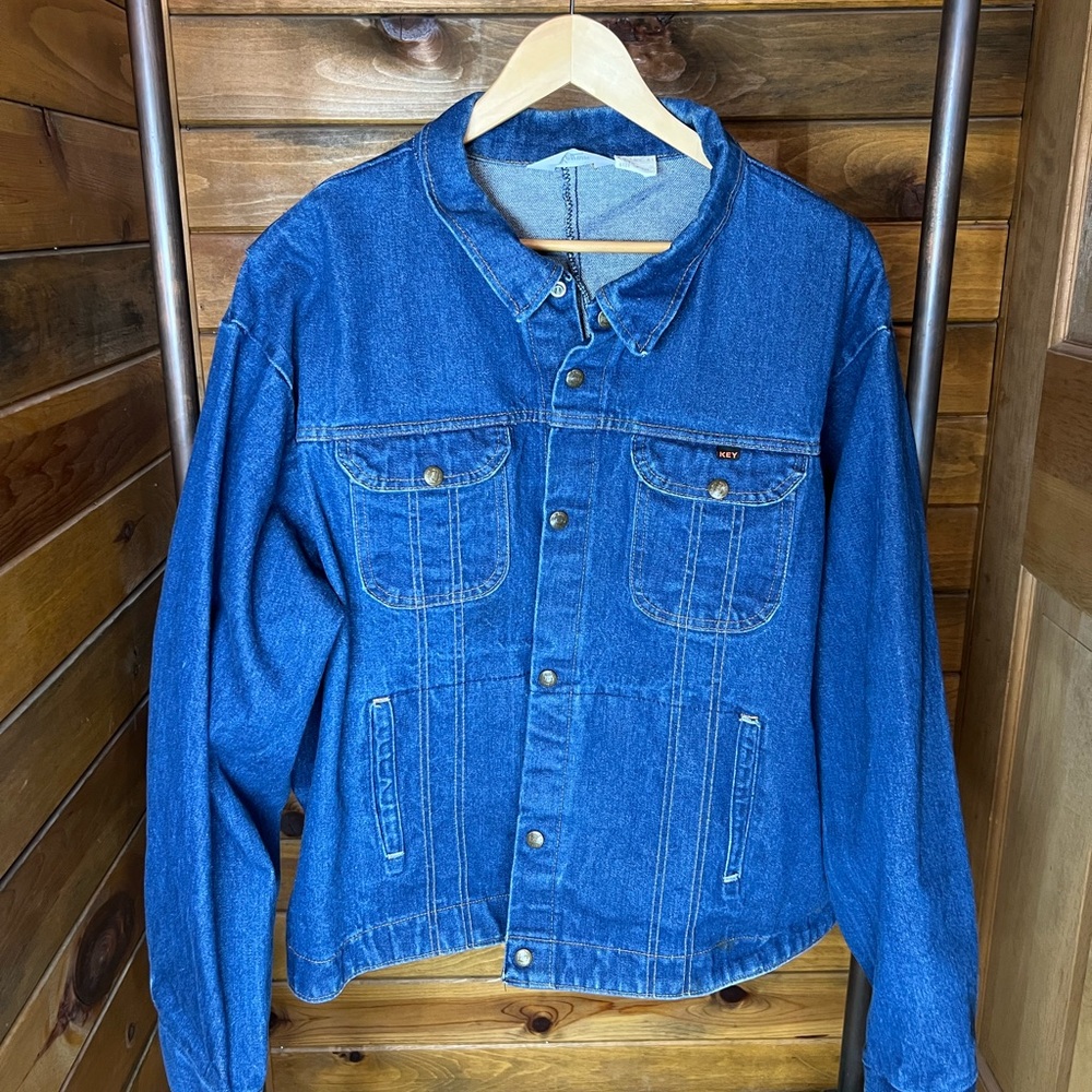 Vintage Key Imperial Denim Jacket Made in USA 70s Workwear XXL 3XL